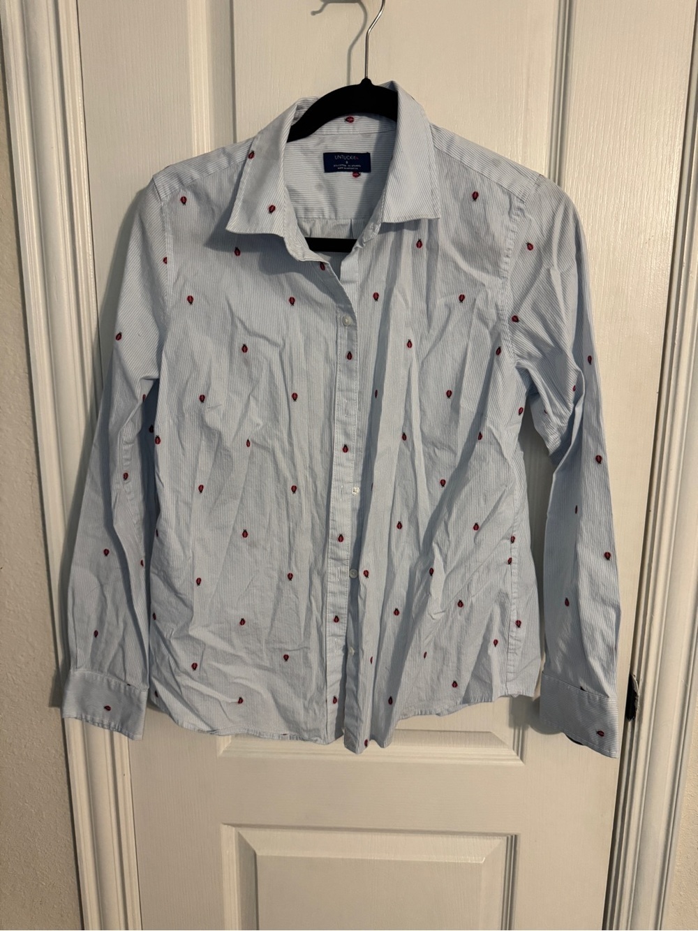 UNTUCKit Light Blue Button-Down Shirt with Red Dot Embroidery
